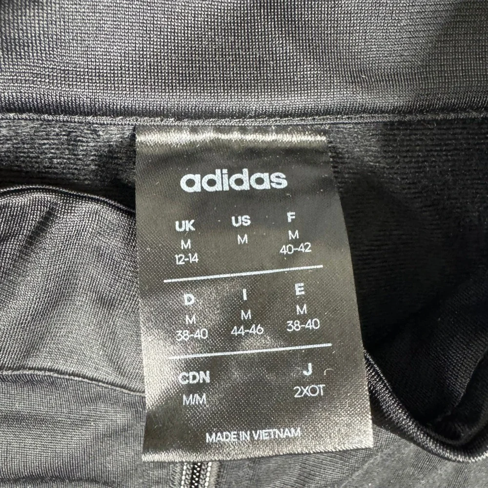 Adidas Track Jacket Mens Size M Black White Stripe Zip Up Athletic Sportswear
